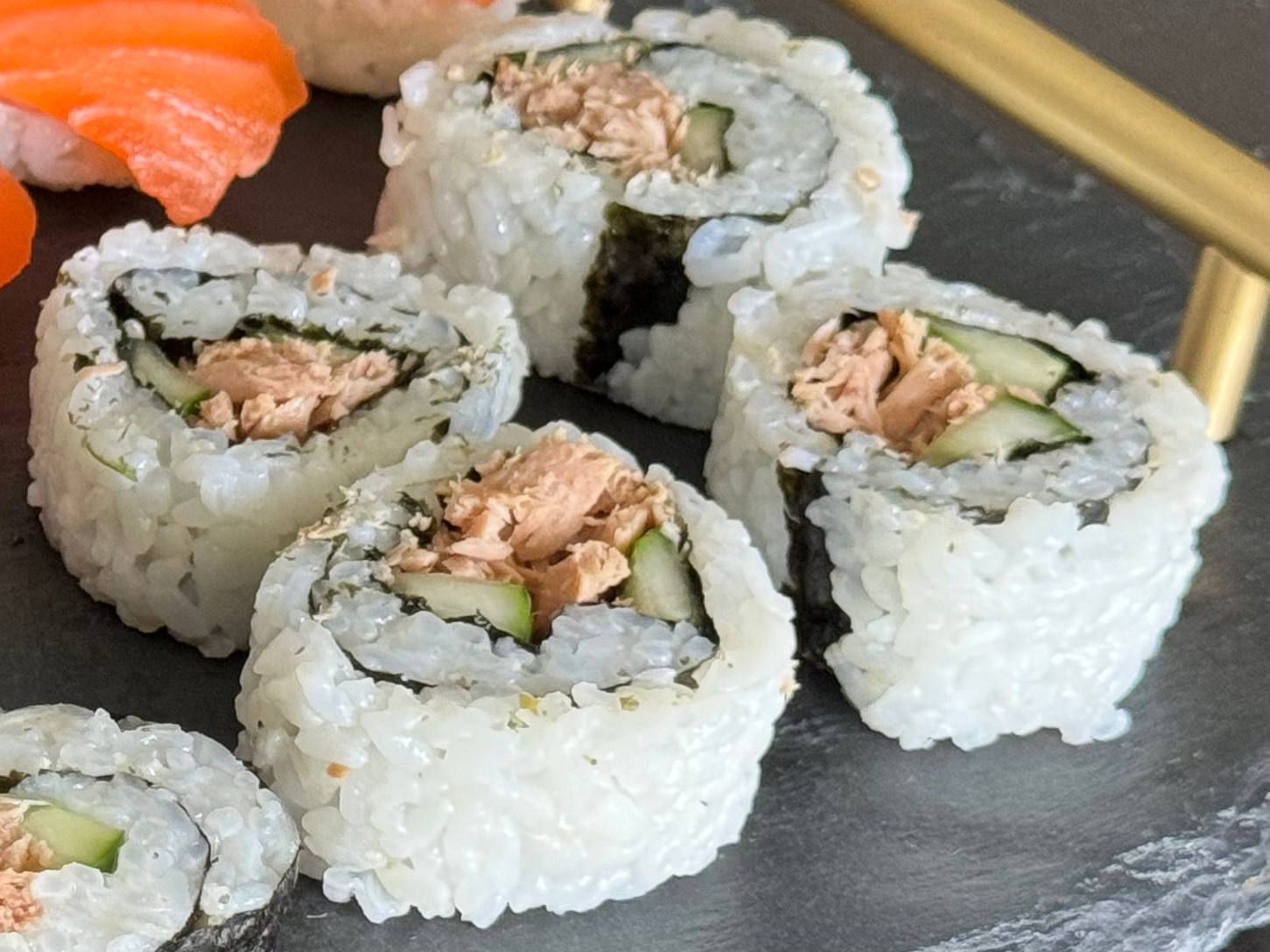 Tuna & Cucumber Uramaki Sushi Rolls