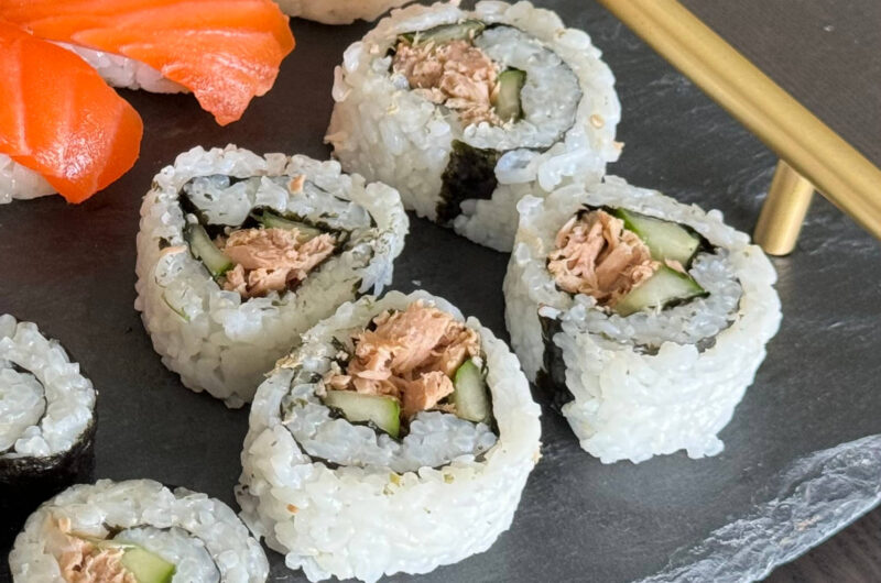 Tuna & Cucumber Uramaki Sushi Rolls