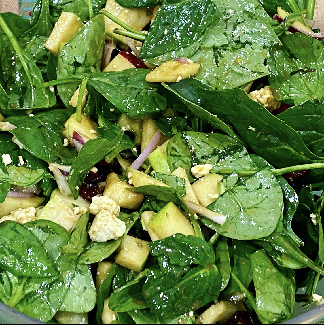 Apple Feta Spinach Salad