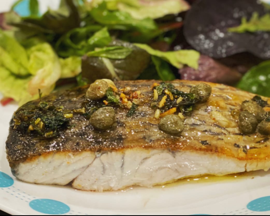 Barramundi with Herbed Garlic Lemon Butter Sauce