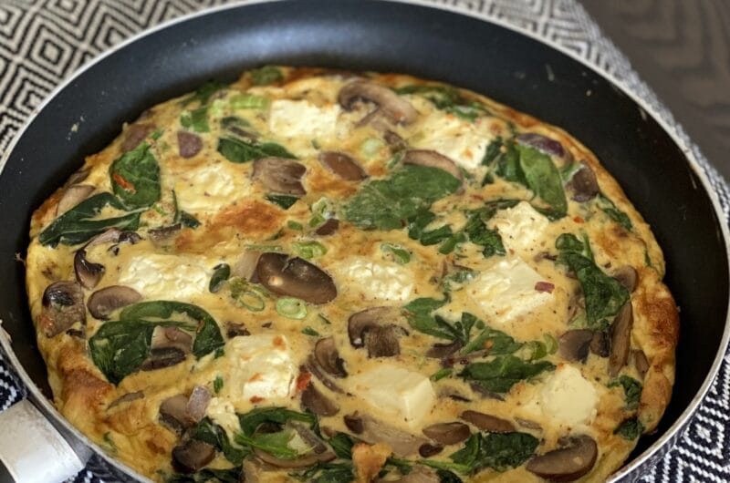 Mushroom & Spinach Frittata with Feta Cheese