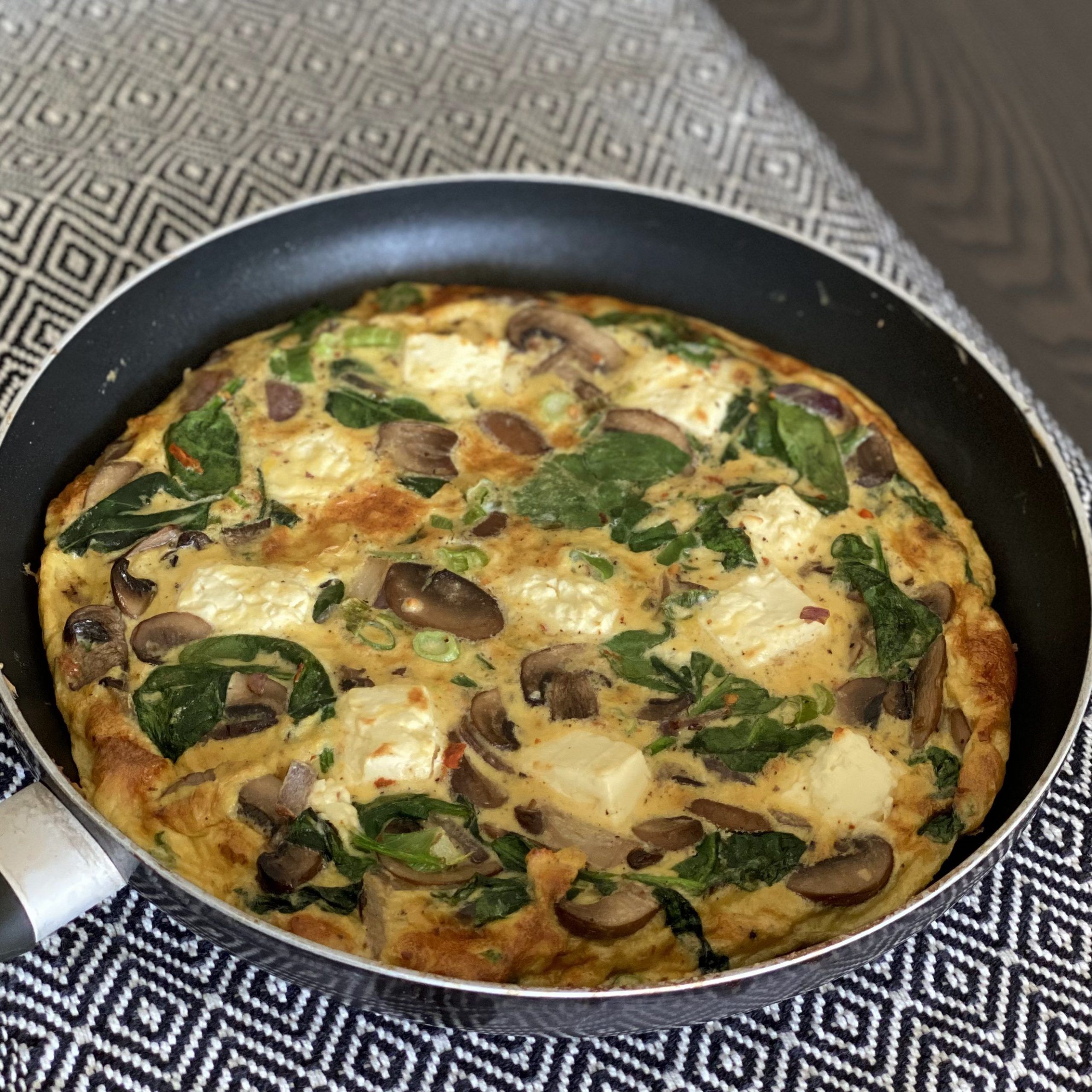 Mushroom & Spinach Frittata with Feta Cheese