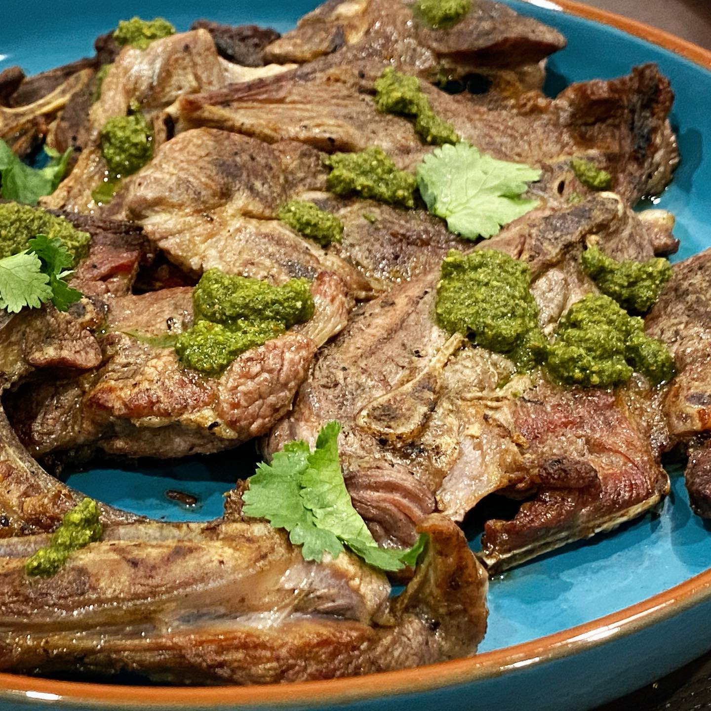 BBQ Lamb Cutlets with Mint Chutney