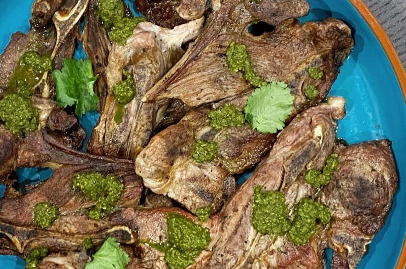 BBQ Lamb Cutlets with Mint Chutney