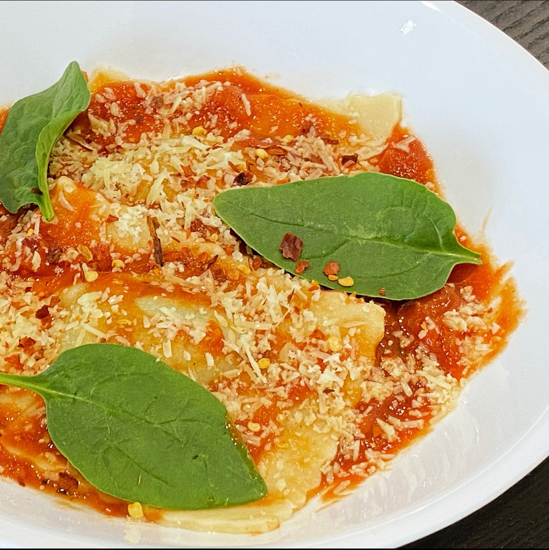 Ricotta & Spinach Ravioli in Tomato Sauce