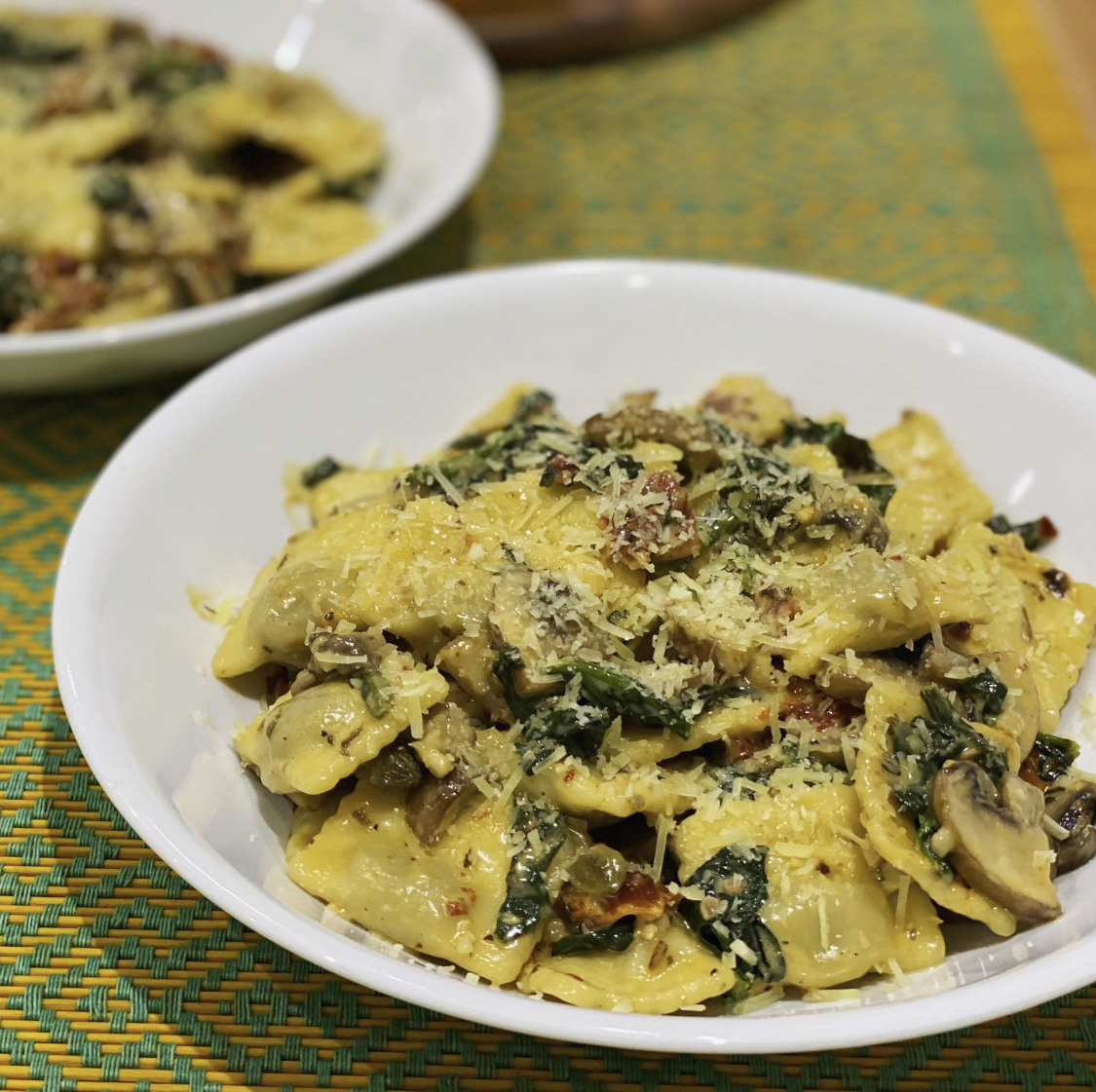 Italian Ravioli with Spinach & Mushrooms