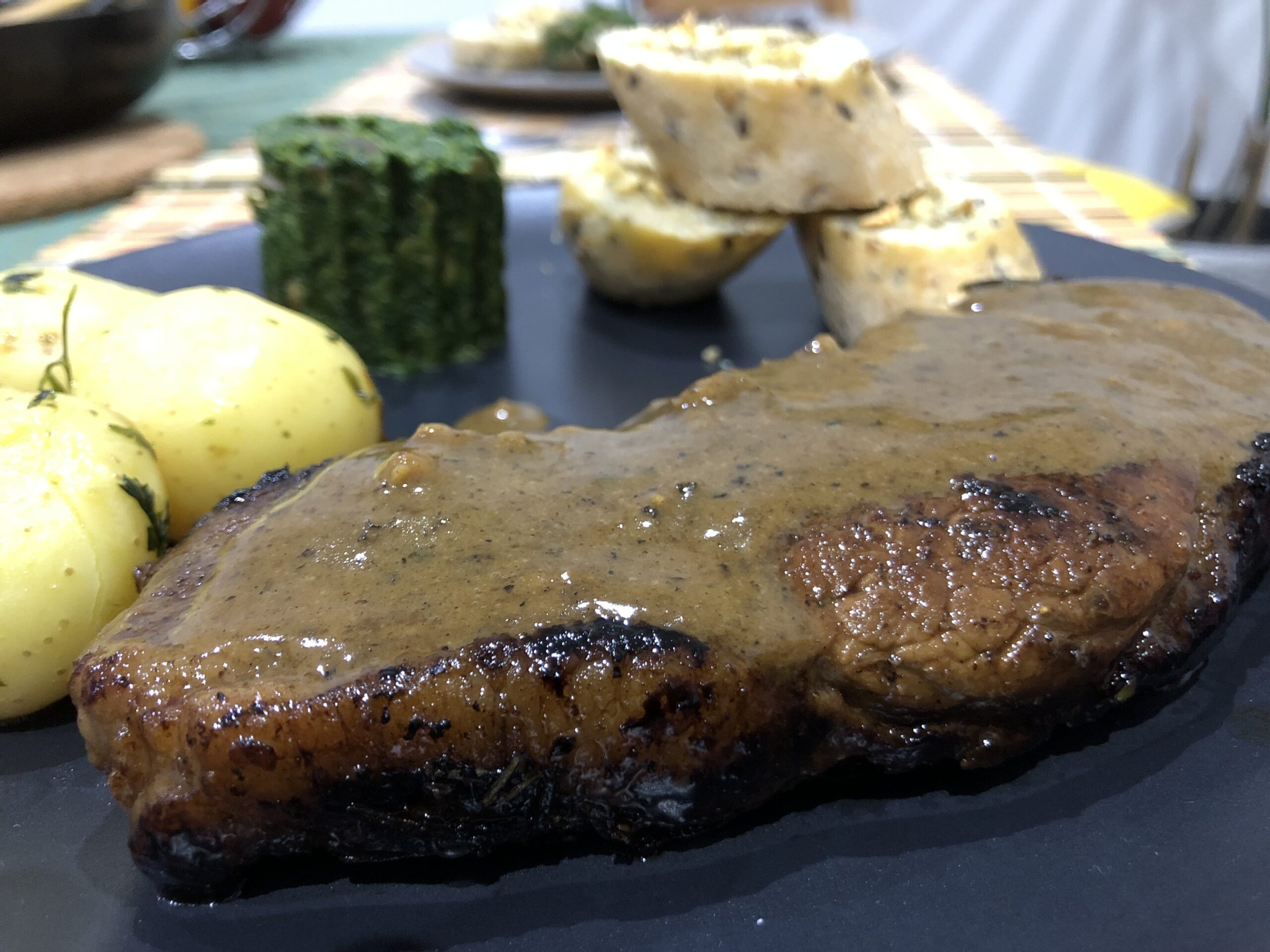 Steak with Peppercorn Sauce