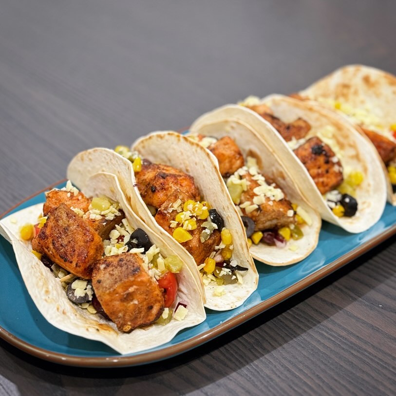 Salmon Tacos with Creamy Coriander Lime Dressing